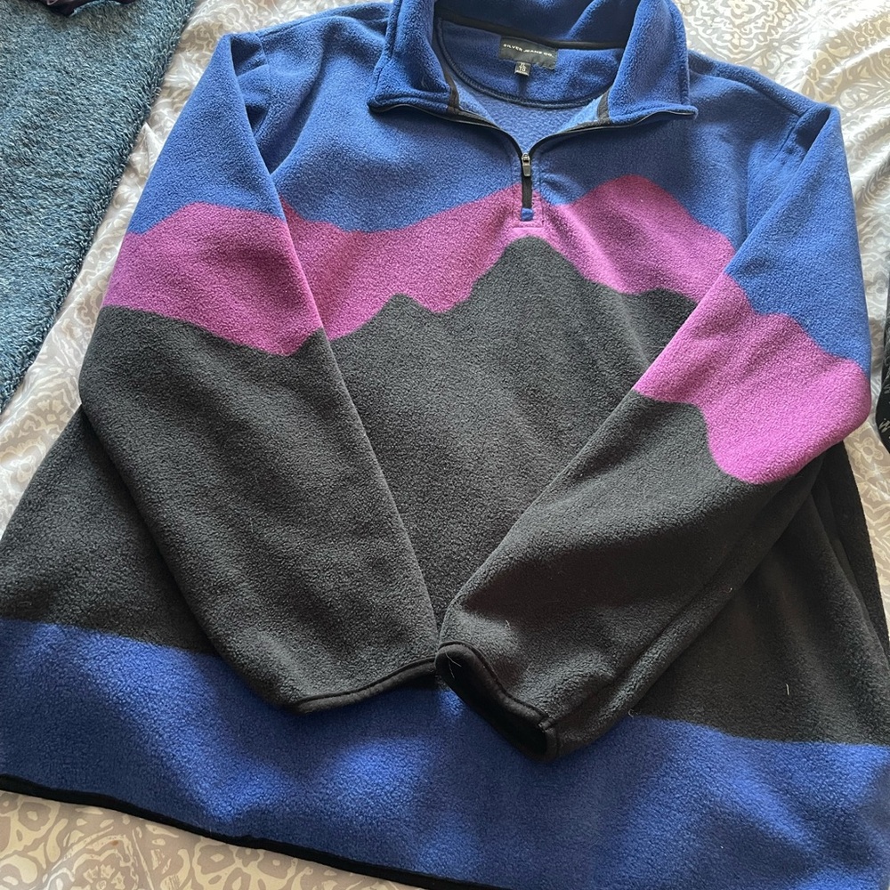 Silver Jeans Men's Zip-Up Sweater in Blue and Pink